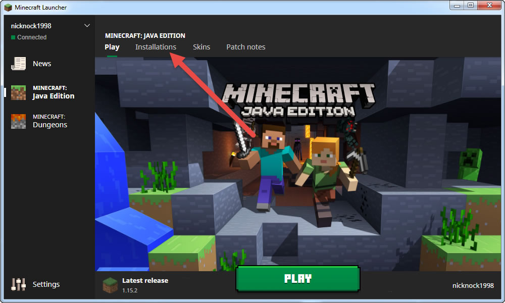 how to delete installations on minecraft launcher